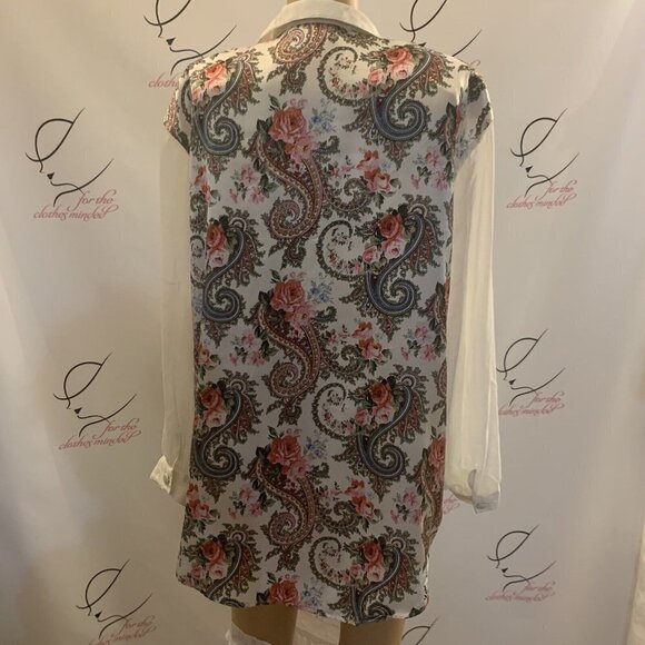 IMPRESSIONS. Size 1X. Long Chiffon Sleeves w Cuffs. Button Up Shirt. B79. - Picture 5 of 6